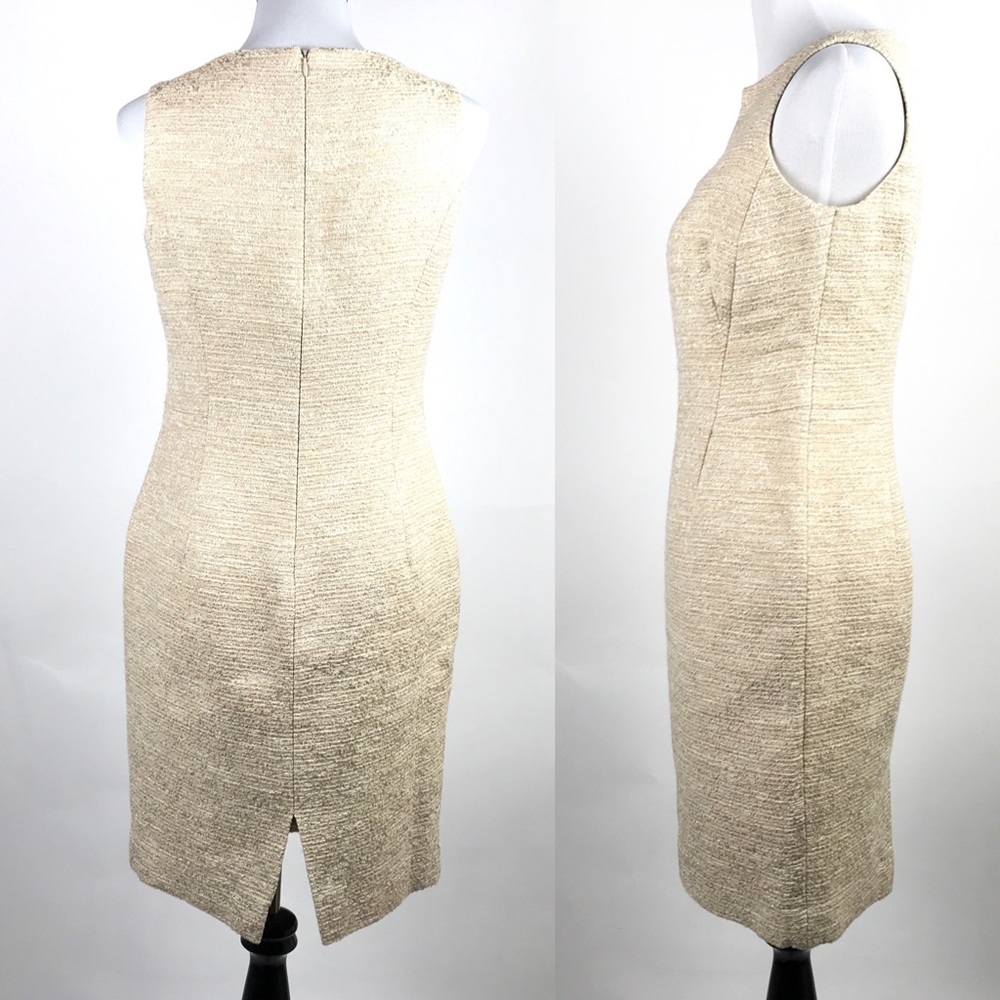 Etcetera Tweed Sheath Dress Sz 8 Gold Metallic - Picture 2 of 6